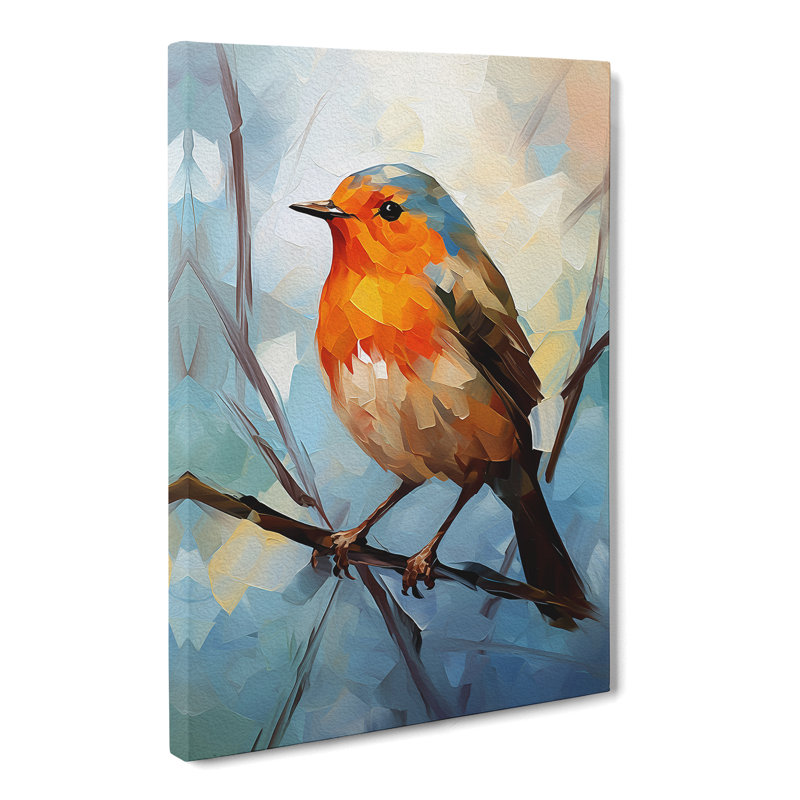 Robin Bird Cubism No.2 - Print, 60cm H x 40cm W x 3cm D