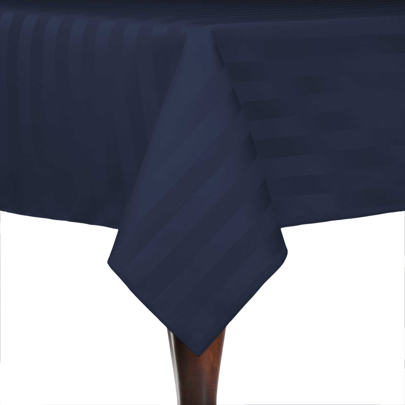 Ultimate Textile Satin Stripe Rectangular Tablecloth, Navy, 120" x 54", 3