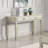 Sleek Silver Glam Sofa Table With Storage Drawers And 5Mm Tempered Glass Top, Perfect For Modern Living Rooms.
