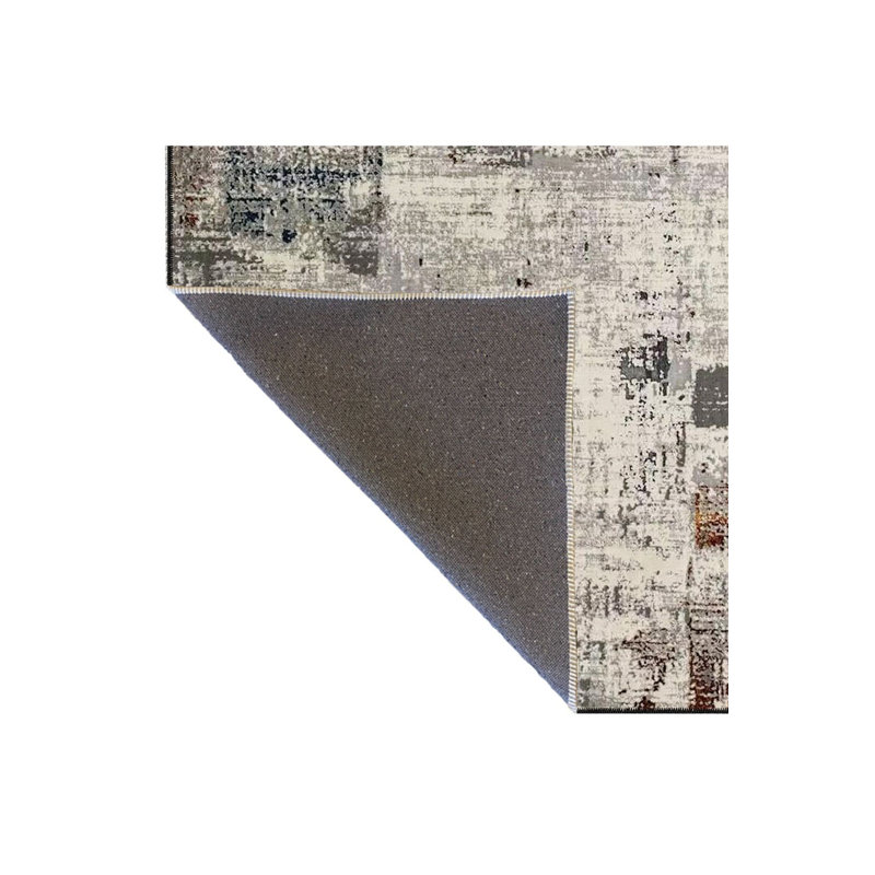 Tapis tissé à motif lavable traditionnel gris, Sous-tapis rectangulaire 5 pi 1 po x 7 pi 7 po inc