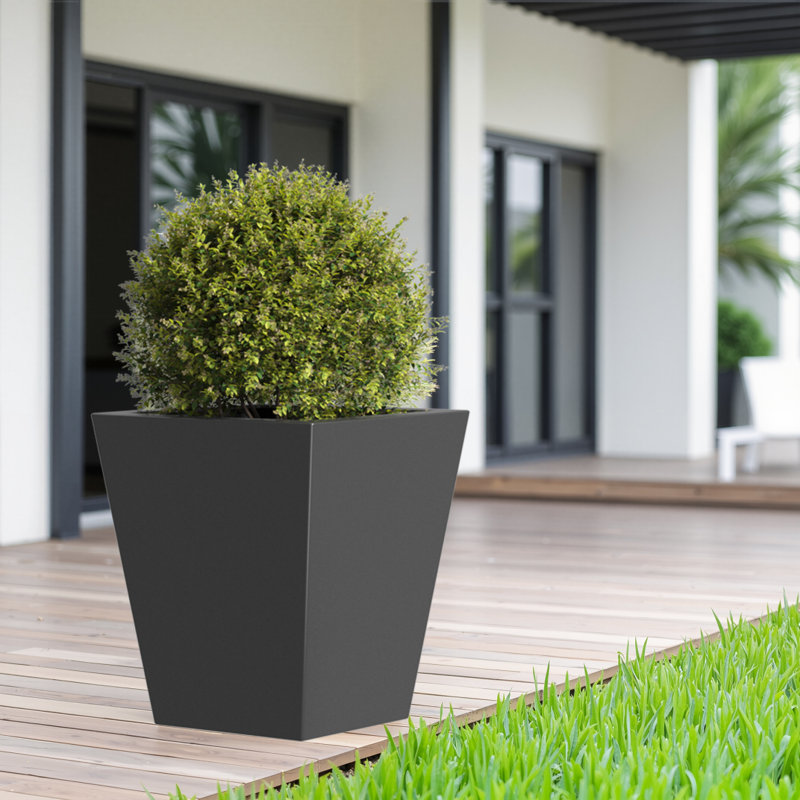 Tall Metal Tapered Planter – Large Outdoor & Indoor Garden Plant Pot With Drainage Hole And Rubber Plug, Stylish Burnished Finish For Home And Patio