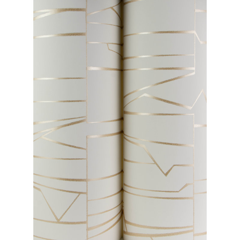 Huntington Indigo Geometric Stripe Wallpaper, White