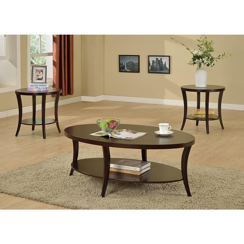 Hansmeier Solid Wood Top Coffee Table, Espresso