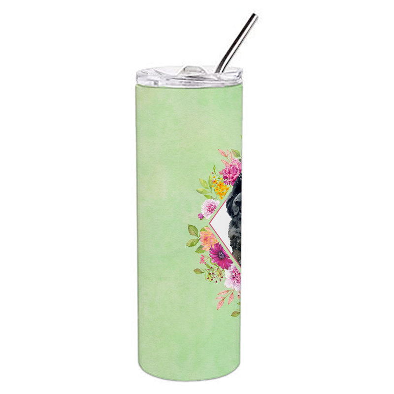 E23BF9F8391D466E9CA4F8DFEBD9A7DB de verre 20 oz à double paroi en acier inoxydable chiot, Noir Terre-Terre, Vert