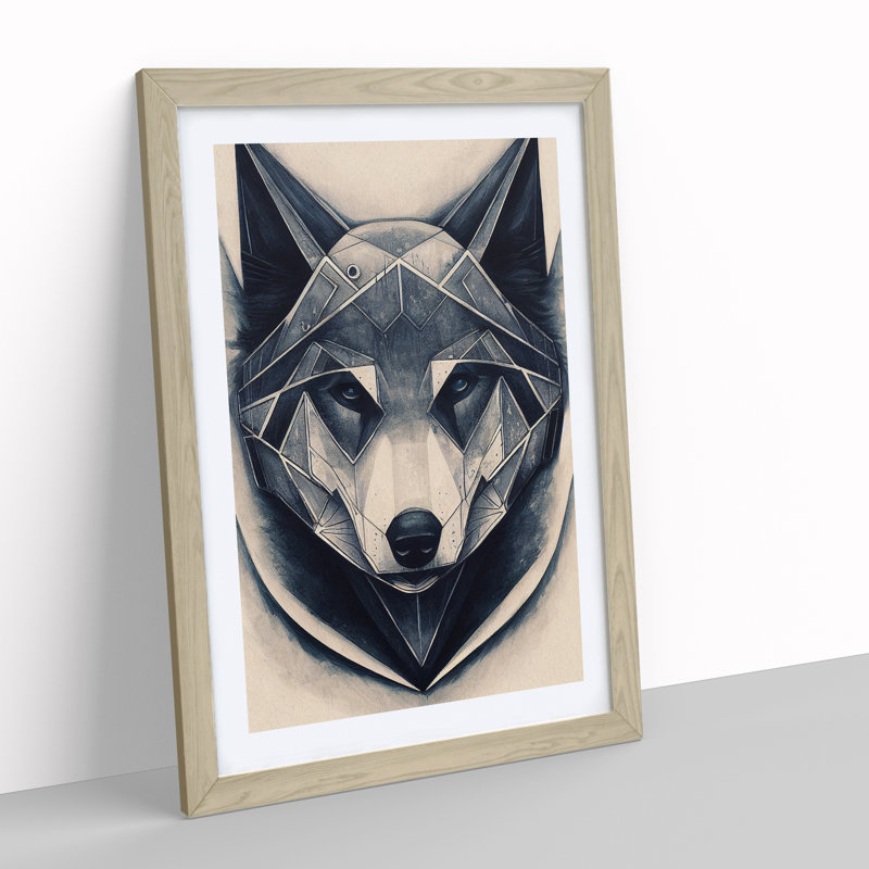 Robo Wolf - Single Picture Frame Print, 64cm H x 46cm W x 2cm D, Oak Framed