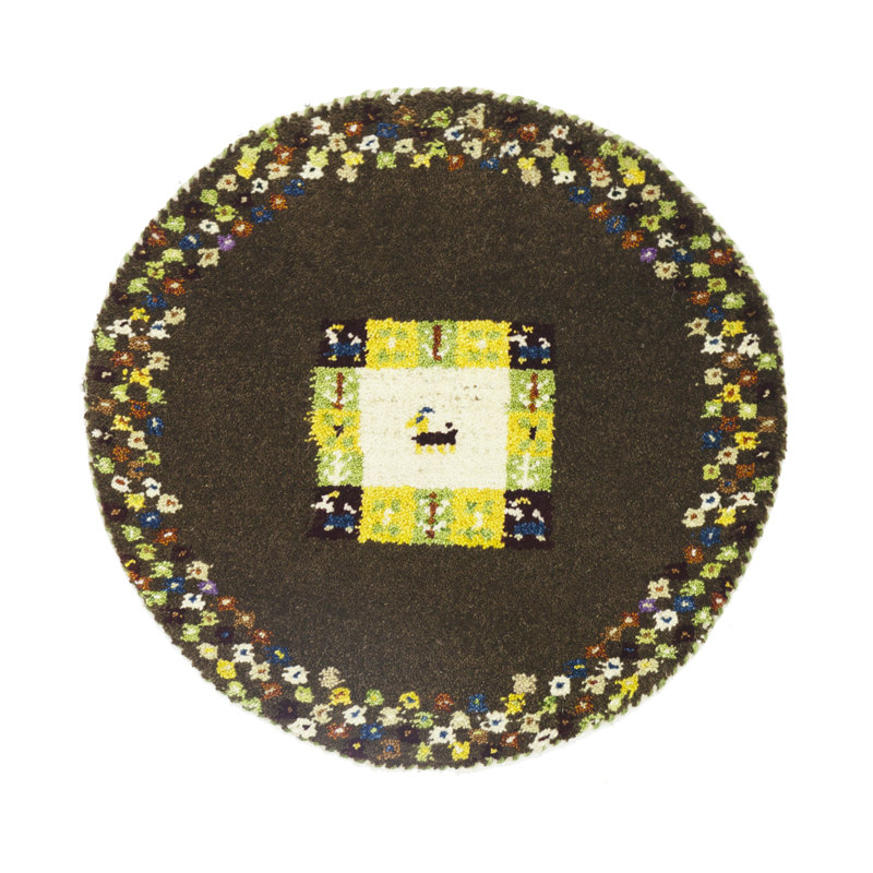 Hinojos Brown Pictorial Small 2X2 Handmade Indo-Gabbeh Oriental Round Rug
