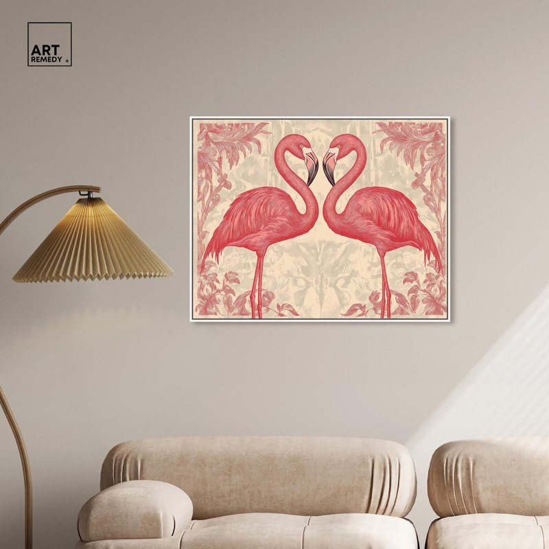 In Flamingo's Eyes , H 31 po x l 37 po, Cadre flottant blanc