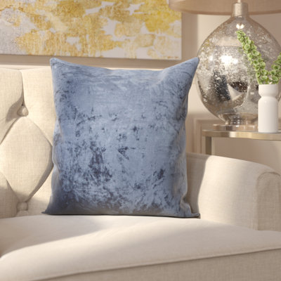 Linen, Cotton & Viscose Blend Removable Cover Pillow Throw Authentic Handmade Blue Square Polyester Fill Non-Reversible Soft Textured Solid With Cotton Backing