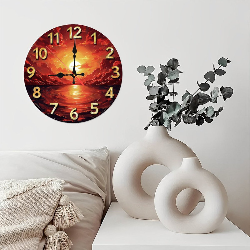 Horloge coucher de soleil sur l'eau