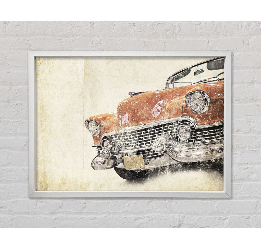 American Muscle Car Aquarell - Einzelner Bilderrahmen Kunstdrucke auf Leinwand