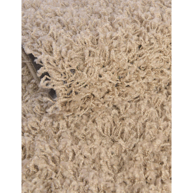 Tapis Santosha à poils longs, Rond 6 pi 1 po, Taupe