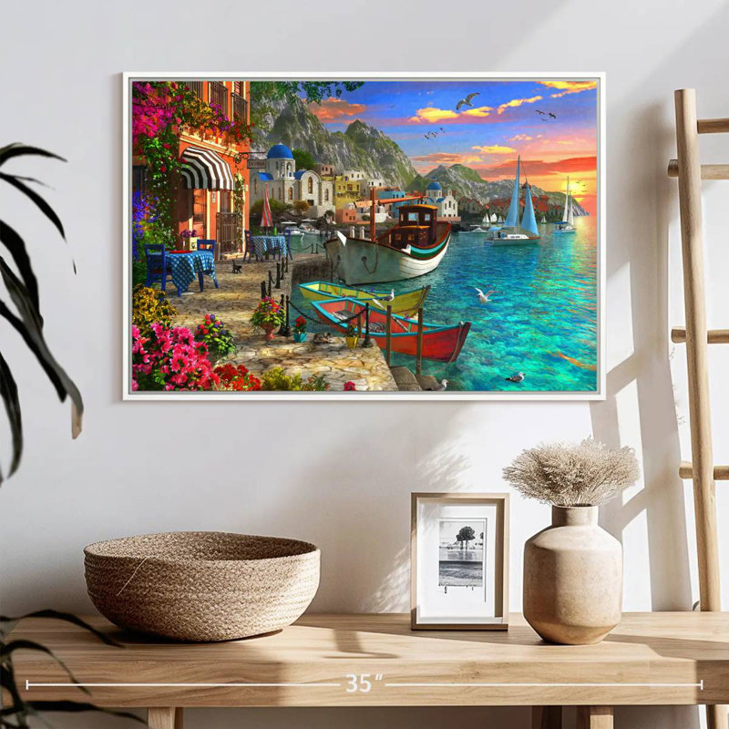 Grandios Grèce, 25 po x 17 po, Cadre flottant blanc