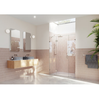 Stellar 56.5 in. W x 78 in. H Fully Frameless 3 Panel Inline Glass Hinged Shower Enclosure