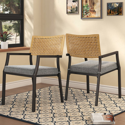 Fauteuil en acier tressé avec coussin Aiden