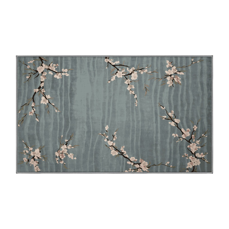 Machine Washable Gray Area Rug, Rectangle 7' x 10'