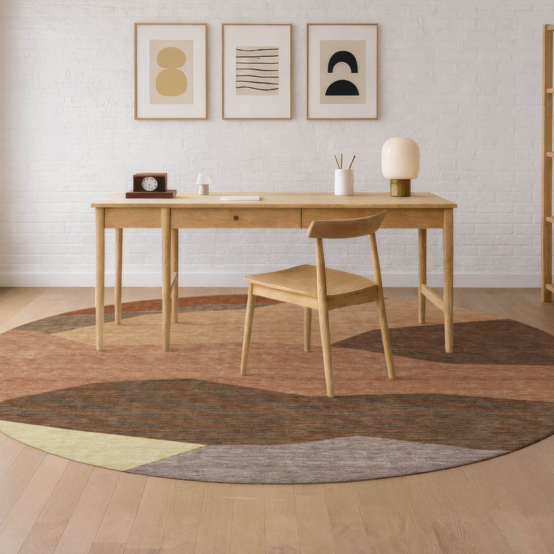 Tapis géométrique intérieur / extérieur lavable à la machine Chantille ACN2608, Paprika, Rond 8 pi