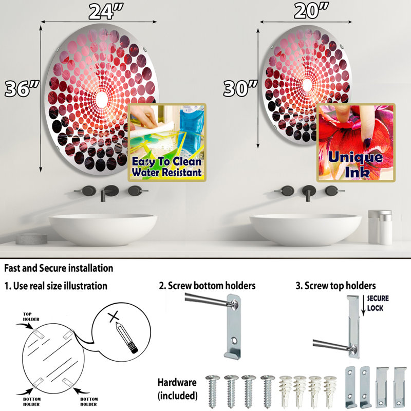 Miroir d'appoint Fractured Ruby Explosion, 35,4 po x 23,6 po