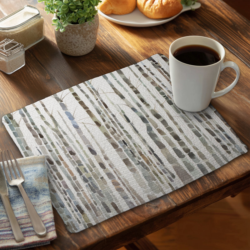 Braided Polyester Placemats Set of 4 - Birch Trees Design