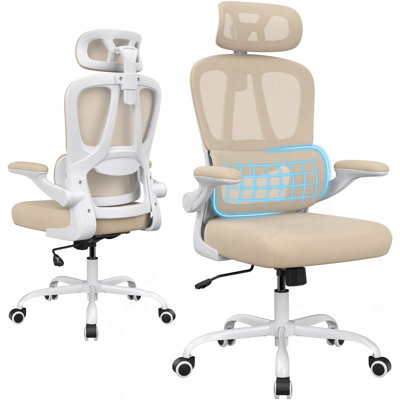 Chaise de bureau ergonomique, chaise de bureau avec appui-tête et soutien lombaire, chaise de bureau pivotante à haut dossier avec appui-tête pour chambre à coucher, cadeaux