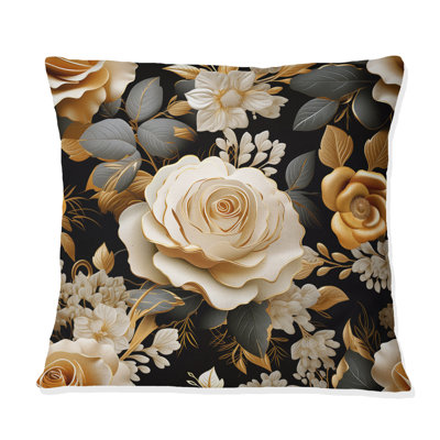Coussin Elegant Beige Rose Harmony - imprimé floral