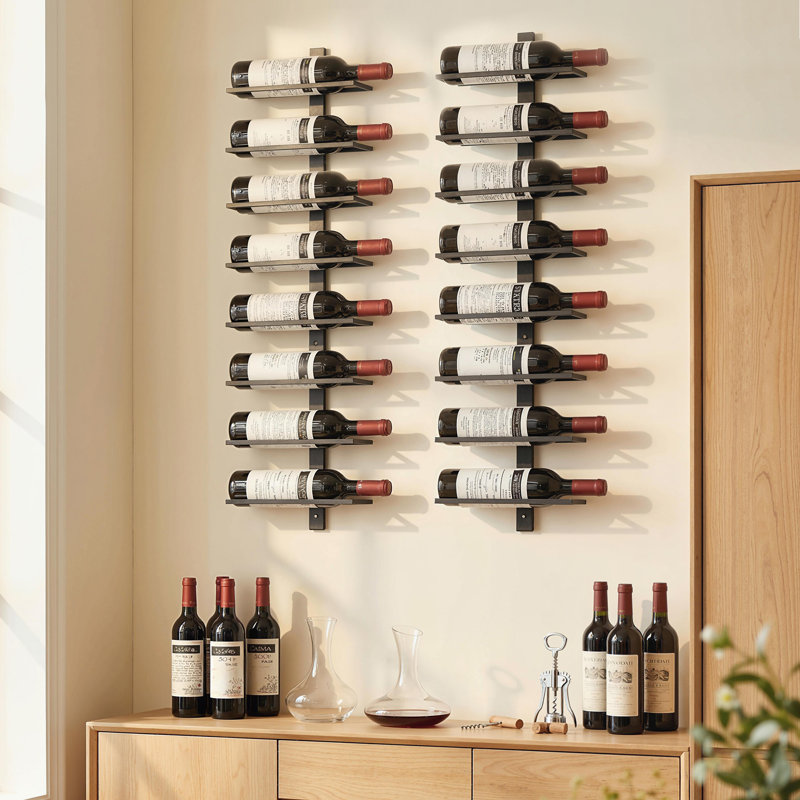 Multi-tiered, Wall Mounted Wine Bottle Rack Black, 93.5cm H x 27cm W x 10cm D