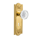 Crystal Meadows Interior Mortise Door Knob with Meadows Long Plate