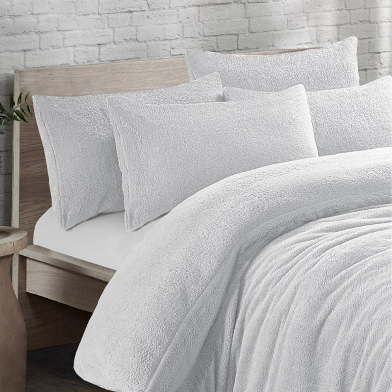 Mioara Polyester Solid Colour Duvet Cover Set with Pillowcases, Single - 1 Pillowcase (50 x 75 cm), White