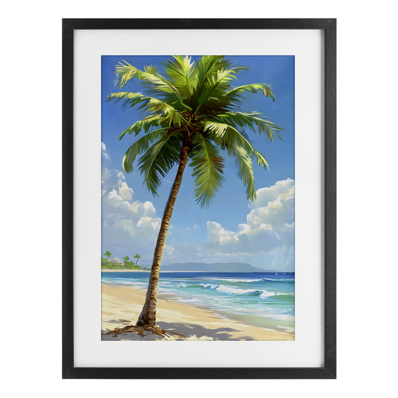 Shade From Palm Trees Framed Print Under Glass, design by LSR Design Studio, 20" H x 14" W, Midnight Black Frame