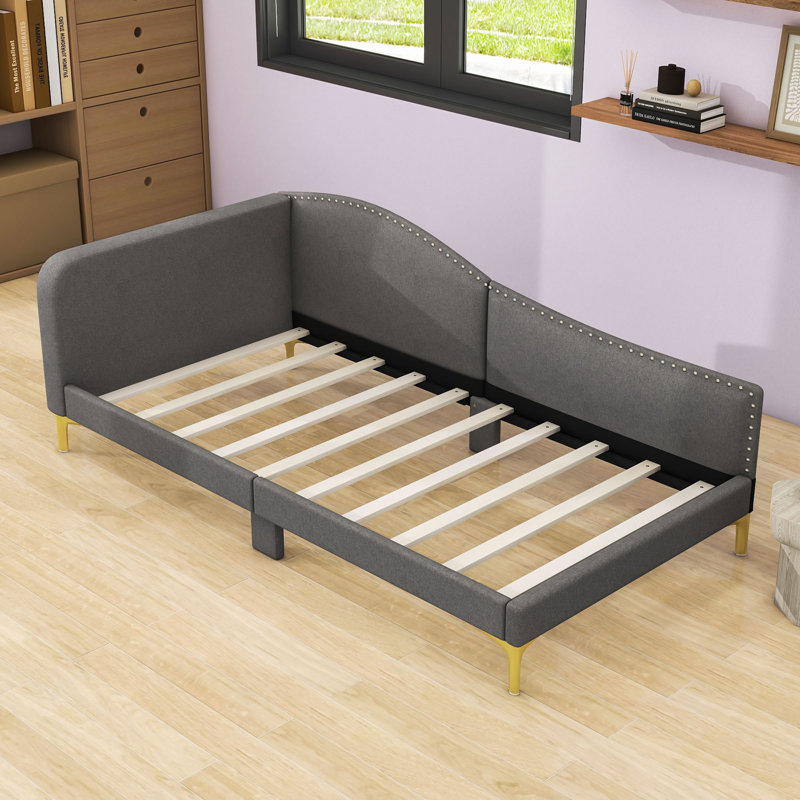 Linen Upholstered Daybed for Living Room, Twin, Gray