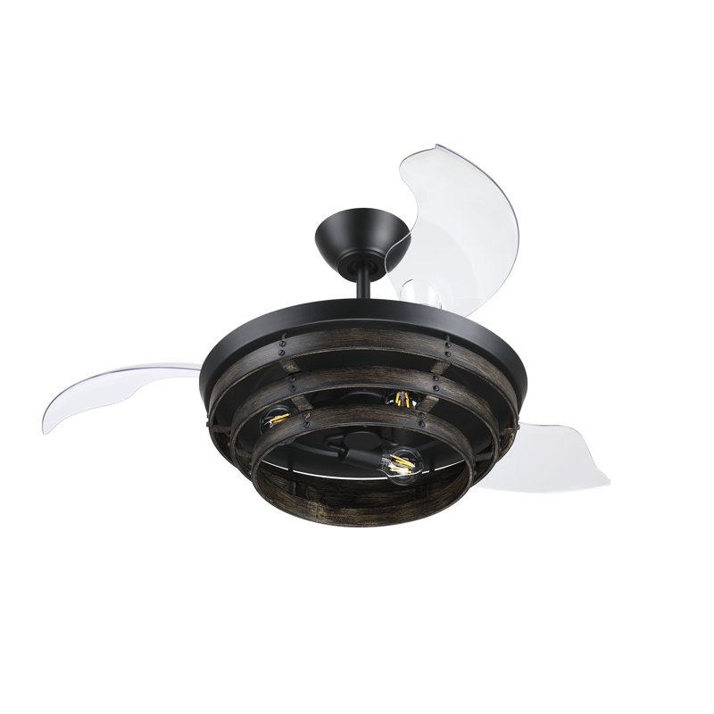 Whiskey 42" Hidden Blade Ceiling Fan w/Clear Acrylic Blades, Wi-Fi & Light Kit