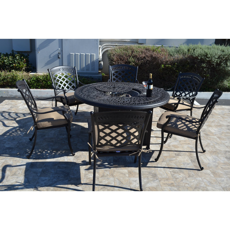 Ellston 6 - Person Patio Dining Set with Round Table , Sunbrella® Cushions Included