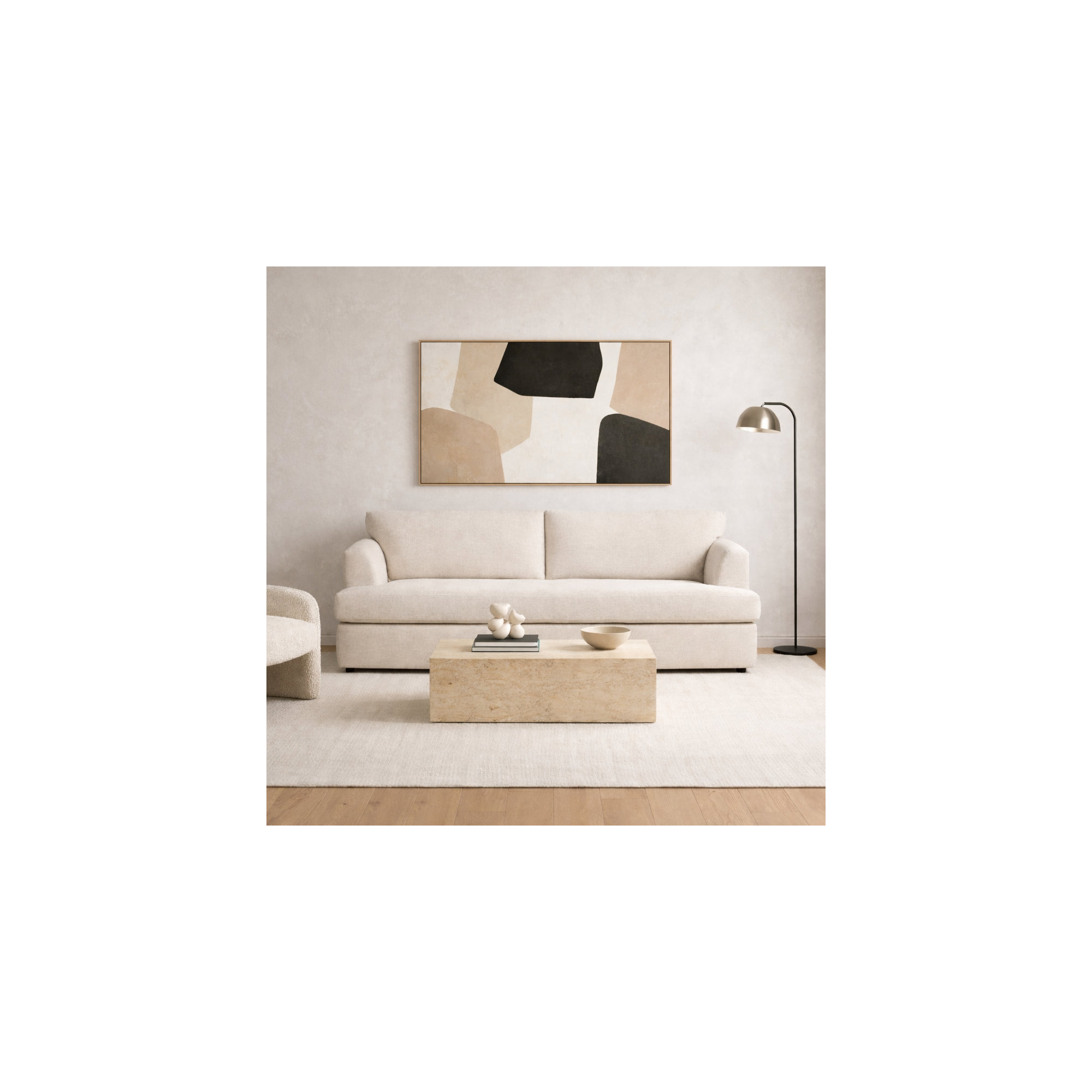 Brooks 92.5" Upholstered Sofa, Nomad Eggshell