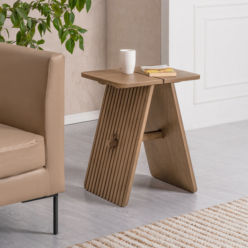 Lohan Solid Wood Rectangle Top End Table