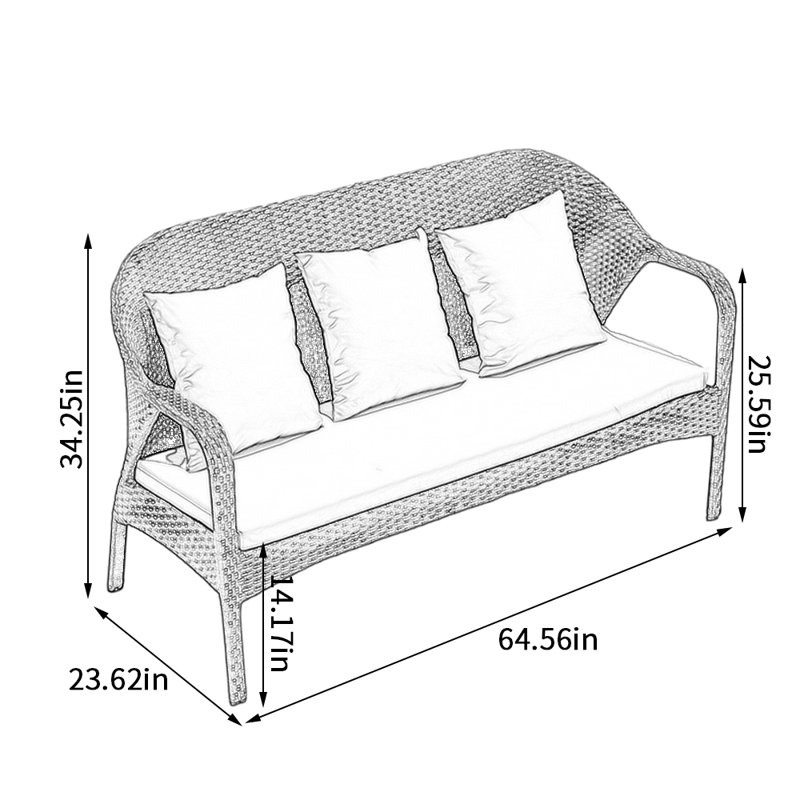 Canapé d'extérieur imperméable tissé en rotin