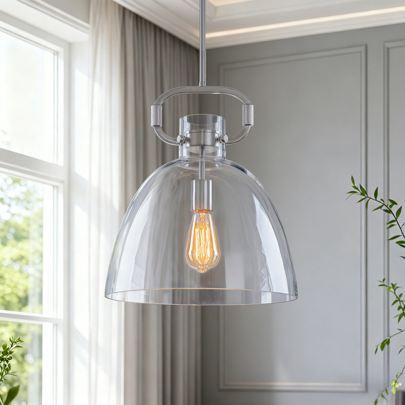 Rooker 1-light Industrial Pendant Light With Clear Glass Shade, Nickel