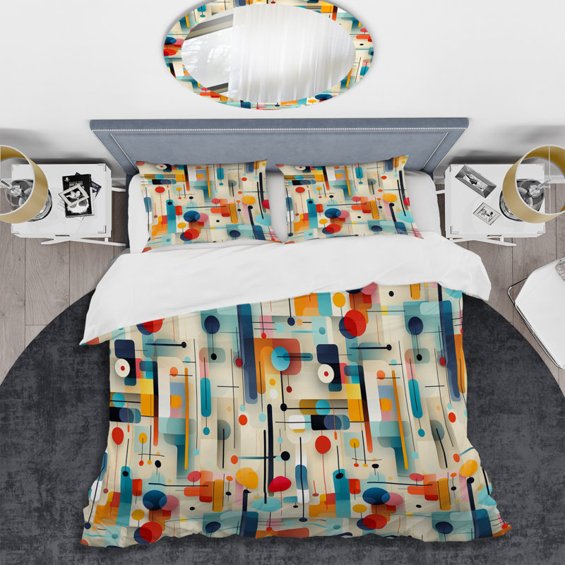 Ensemble de housse de couette géométrique Urban Mosaic II - microfibre de polyester
