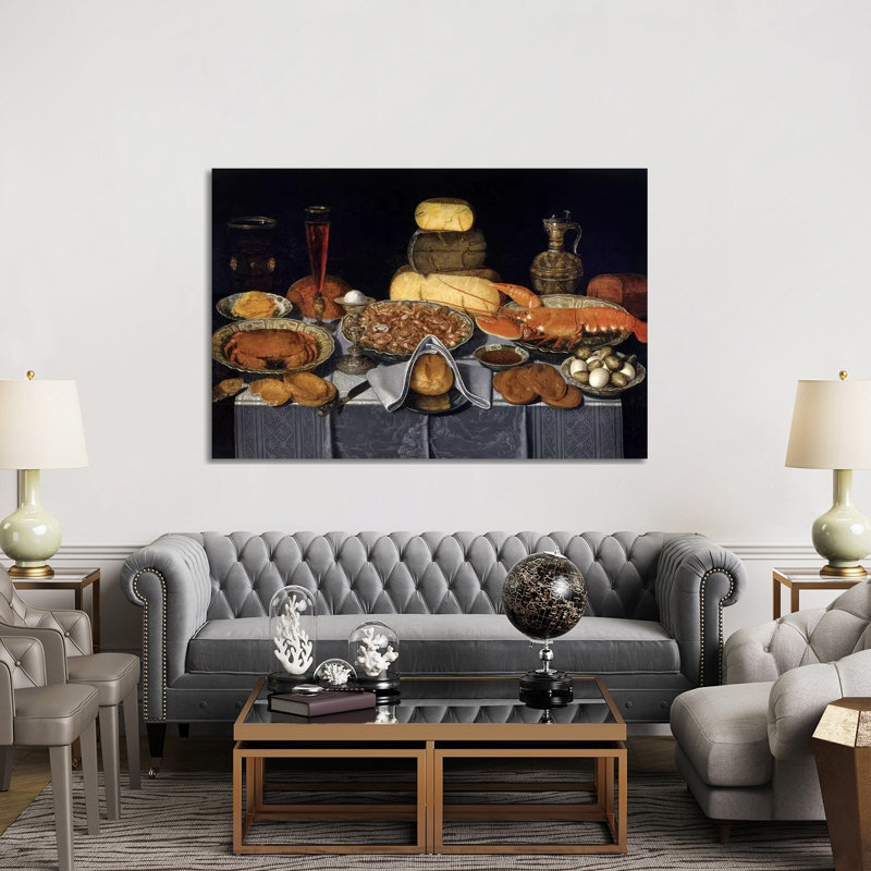 Still Life With Crab, Shrimps And Lobster, C.1635-40 by Clara Peeters - Wrapped Canvas Print