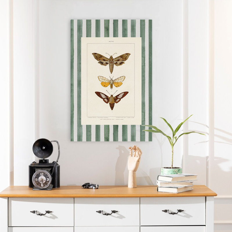 Rétro papillon de nuit I - art de papillon éphémère brun crème, H 24 po x l 16 po
