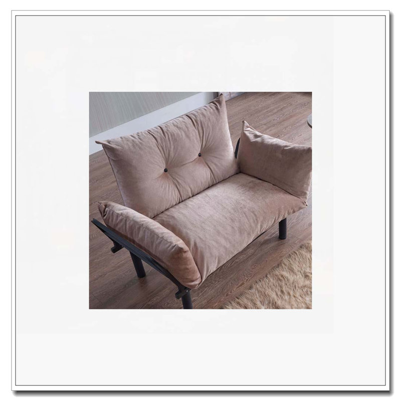 Beige Futon Loveseat for Primary Living Space (Metal Main Material), Beige