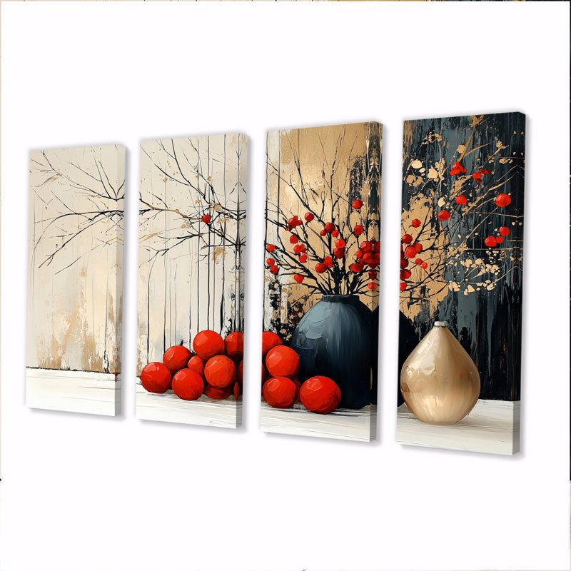 Red Holiday Christmas Decorations II - ensemble d'art mural de Noël, H 32 po x l 64 po