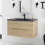 Ensemble de meuble-lavabo simple 36 po en chêne Evita avec plateau en quartz intégré
