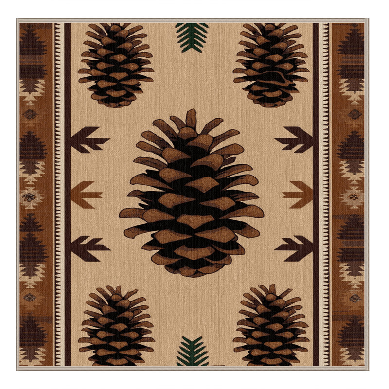  Washable Pinecone Southwestern Area Rug, Carré 3 pi