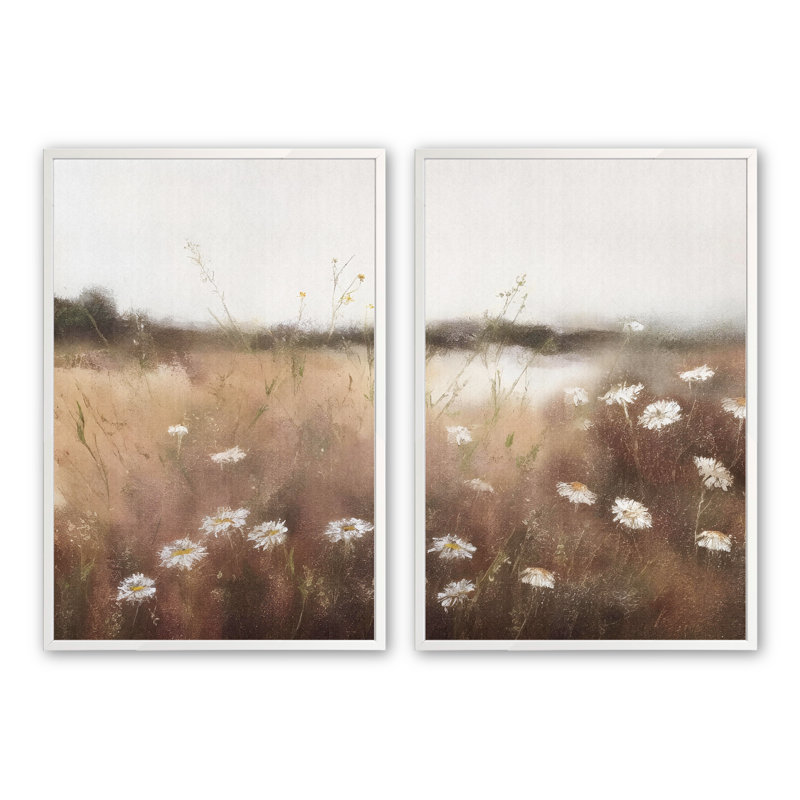 " Misty Meadows " 2 - Pieces, Opaque White, 21.5" H x 21.5" W x 1" D