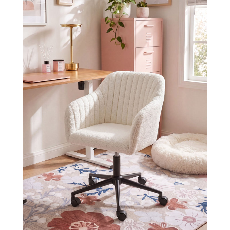 Beliani VENICE Boucle Office Chair, White