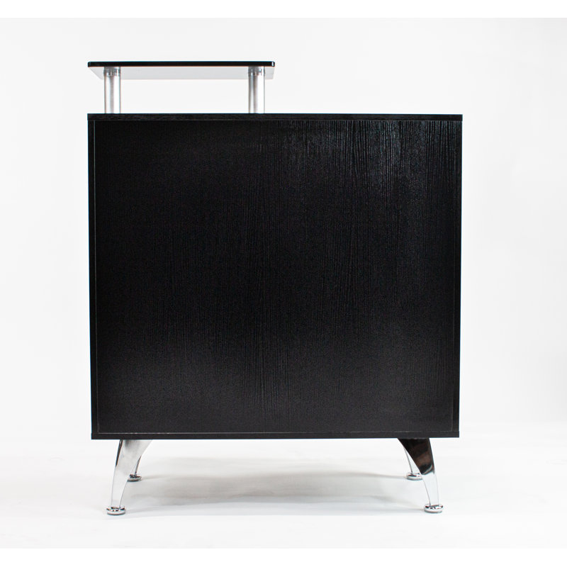Nathale Rectangle Synthetic Laminate Reception Desk with Filing Cabinet, Black