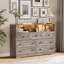 Commode 7 tiroirs avec lumières DEL et station de charge, coffre de rangement en bois avec tablettes ouvertes-1619013521