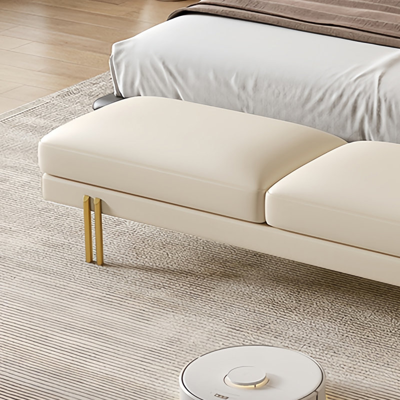 Banc rembourré Latanya, Crème, H 17,71 po x l 59,05 po x P 17,71 po
