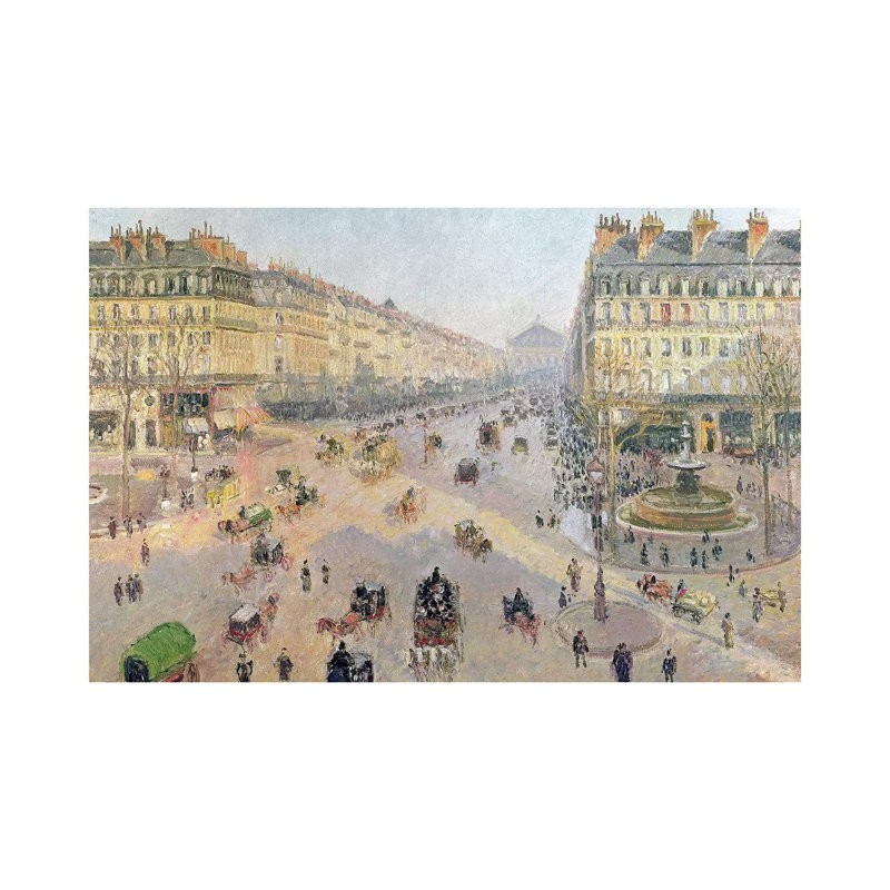 The Avenue De L'opera, Paris, Sunlight, Winter Morning, C by Camille Pissarro - Wrapped Canvas Painting