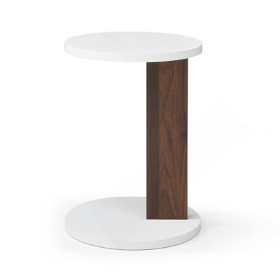 Table de bout en forme de C, petite table d'appoint pour canapé, table de canapé avec cadre en bois pour le salon, la chambre à coucher, le chevet, rustique