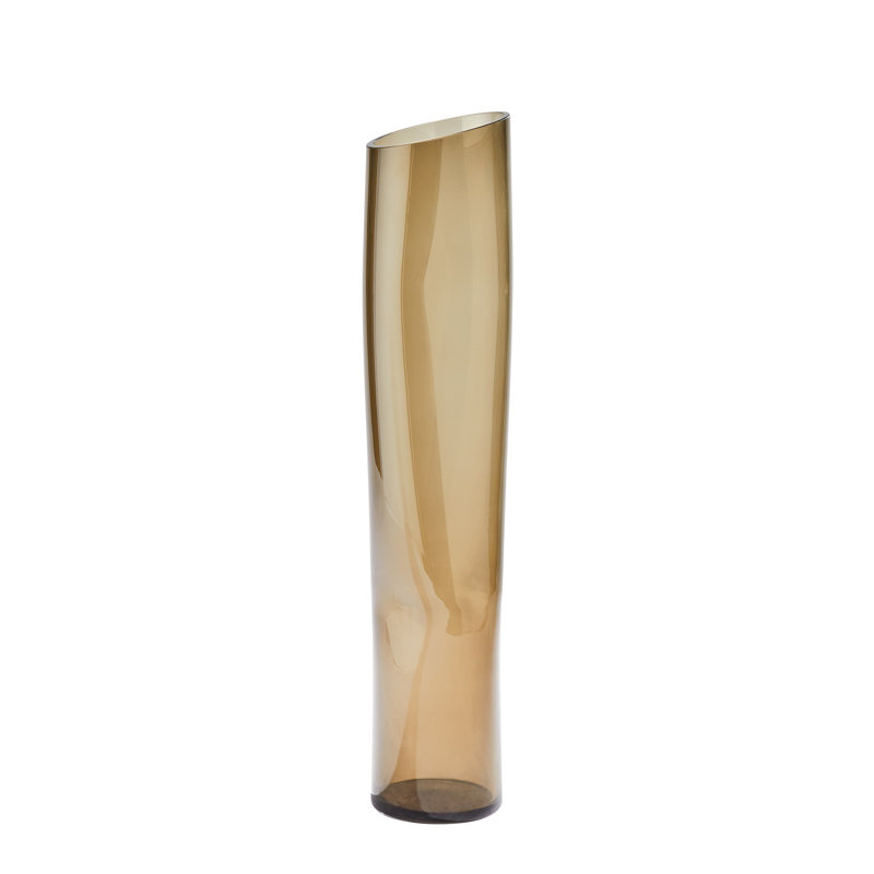 Dimple Handmade Glass Table Vase, 25" H x 5" W x 4.75" D, Brown